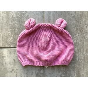 Baby Gap Pink Knit Bear Hat Cute 100% Cotton Winter Cozy Warm 18-24 Months NEW